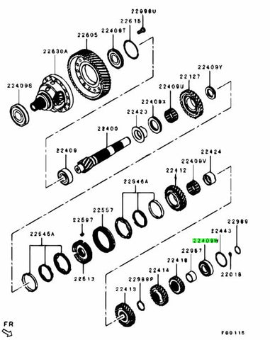 Genuine OEM Mitsubishi output shaft bearing for Evo x manual