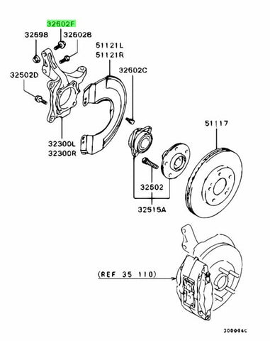 Genuine OEM Mitsubishi Front Wheel Hub Bolt (Upper)